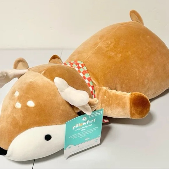 Pillowfort Brown and White Weighted Plush Deer - Picture 5 of 7